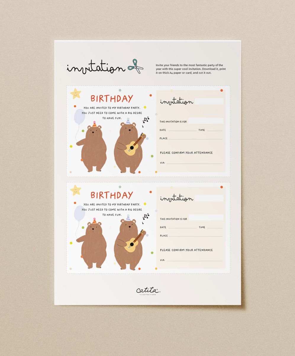 Convite de Aniversário - Printables Catita illustrations