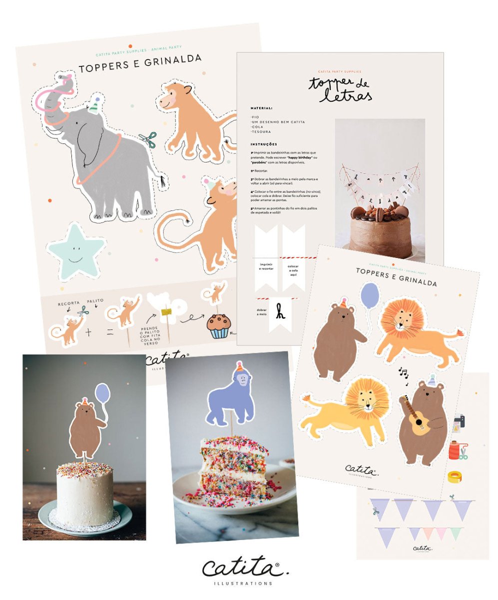 Pack Festa Animais Selvagens - Artigos para Festas Catita illustrations