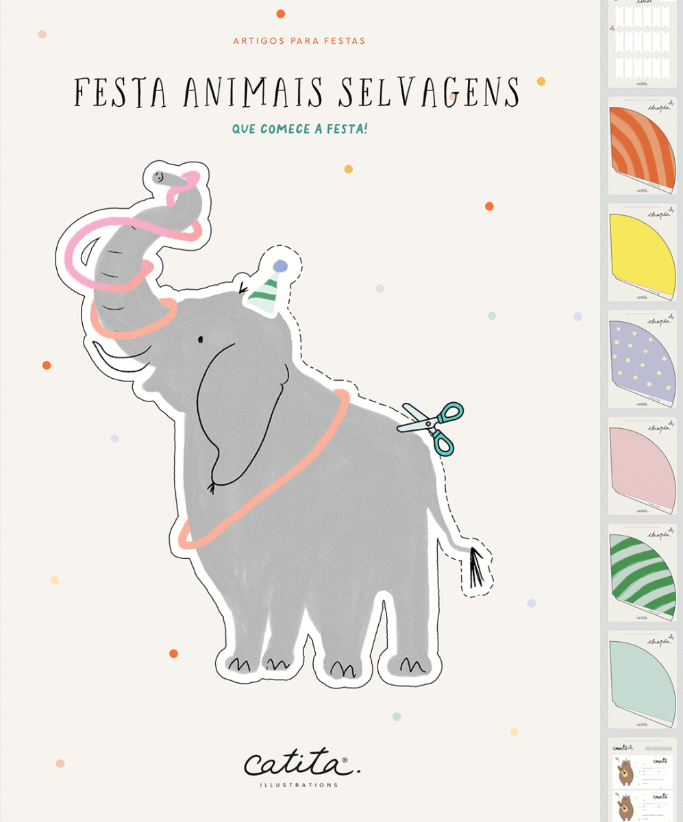 Pack Festa Animais Selvagens - Artigos para Festas Catita illustrations