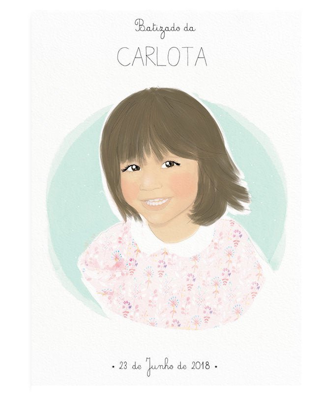 Santinhos Personalizados com Ilustração - Ilustrações Personalizadas Catita illustrations