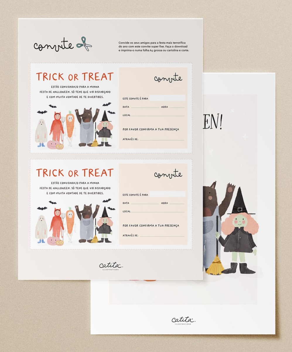 Convite Festa Halloween - Printables Catita illustrations