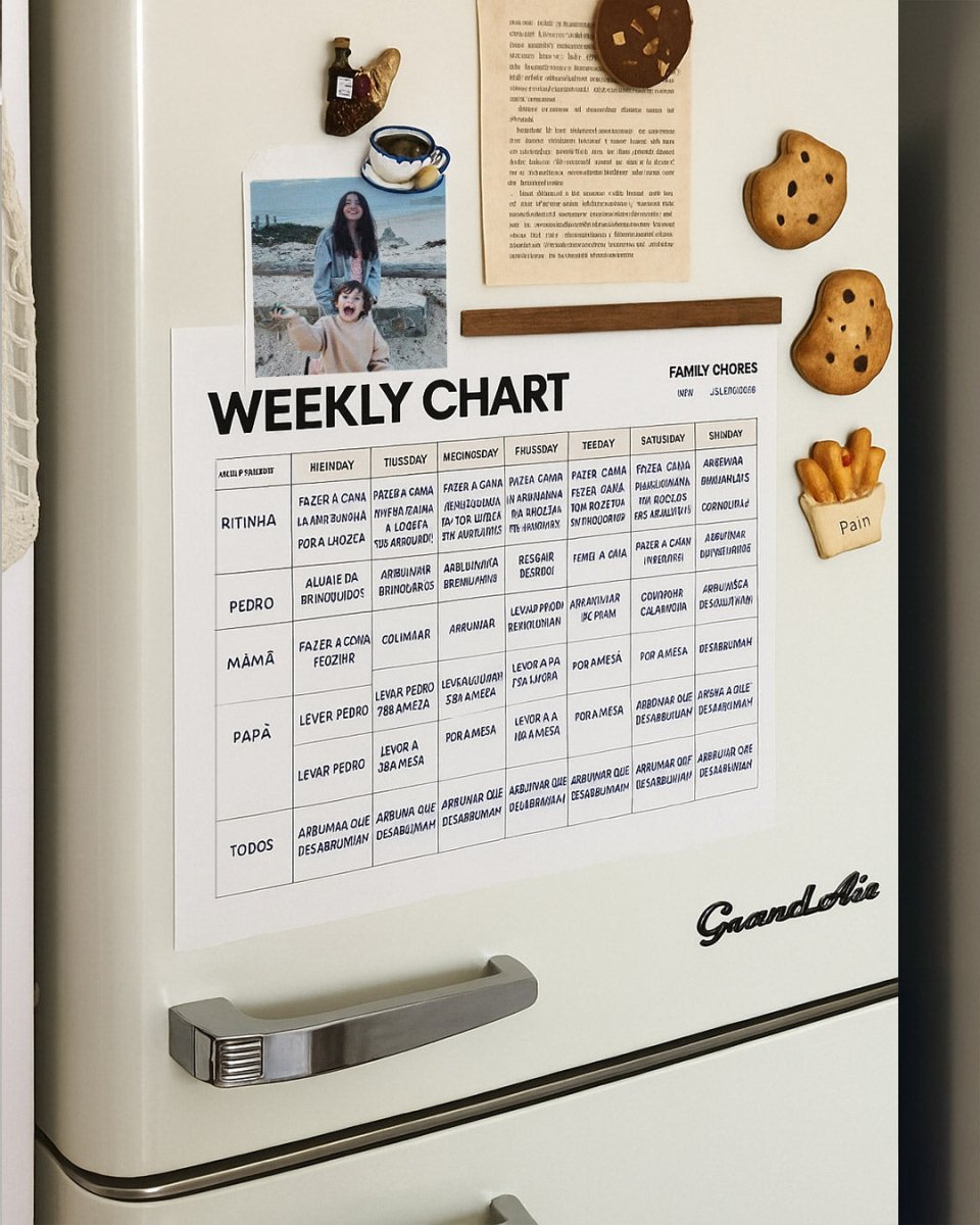 Gráfico Semanal Tarefas da Familia - Printables Catita illustrations