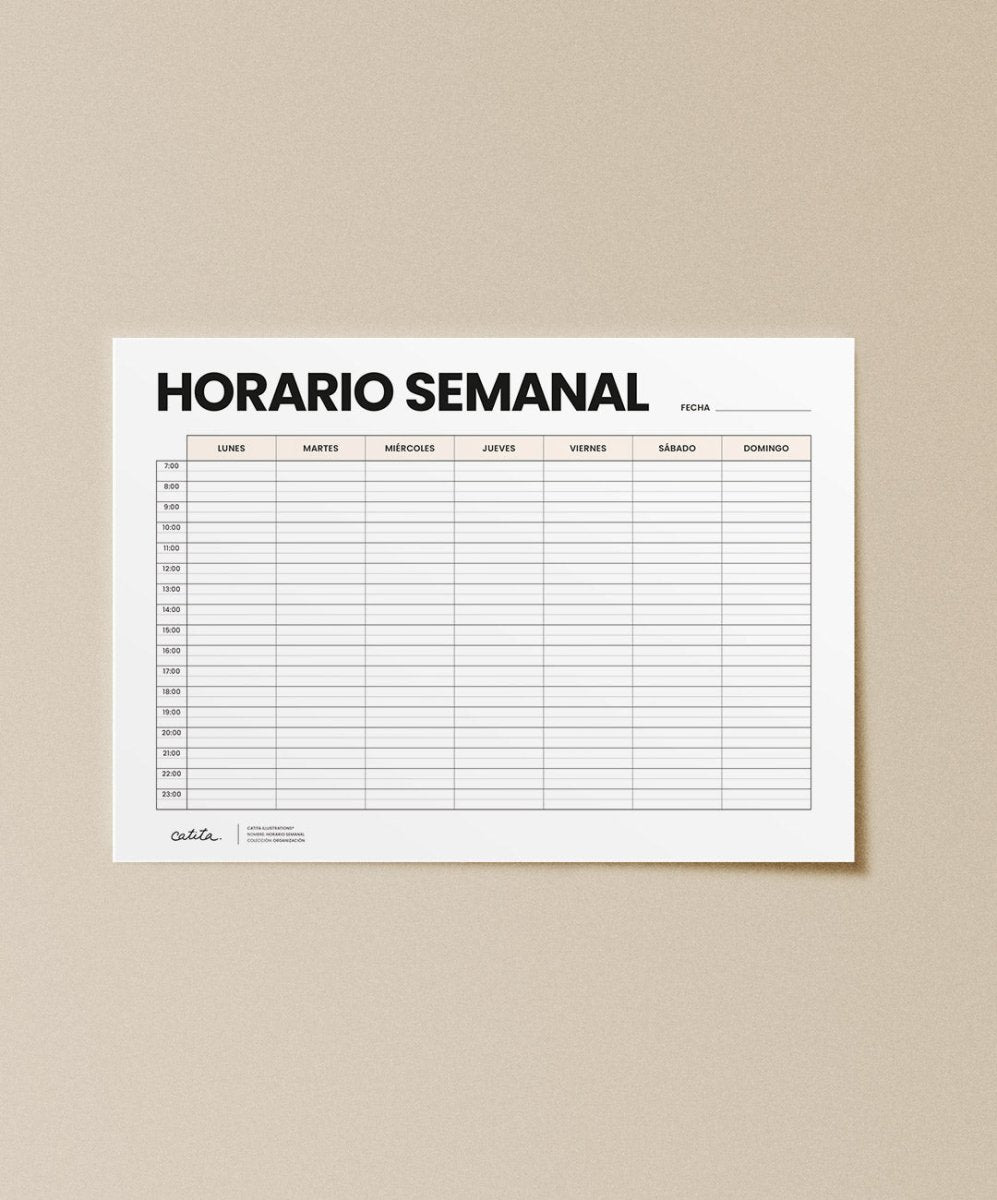Horário Semanal - Printables Catita illustrations