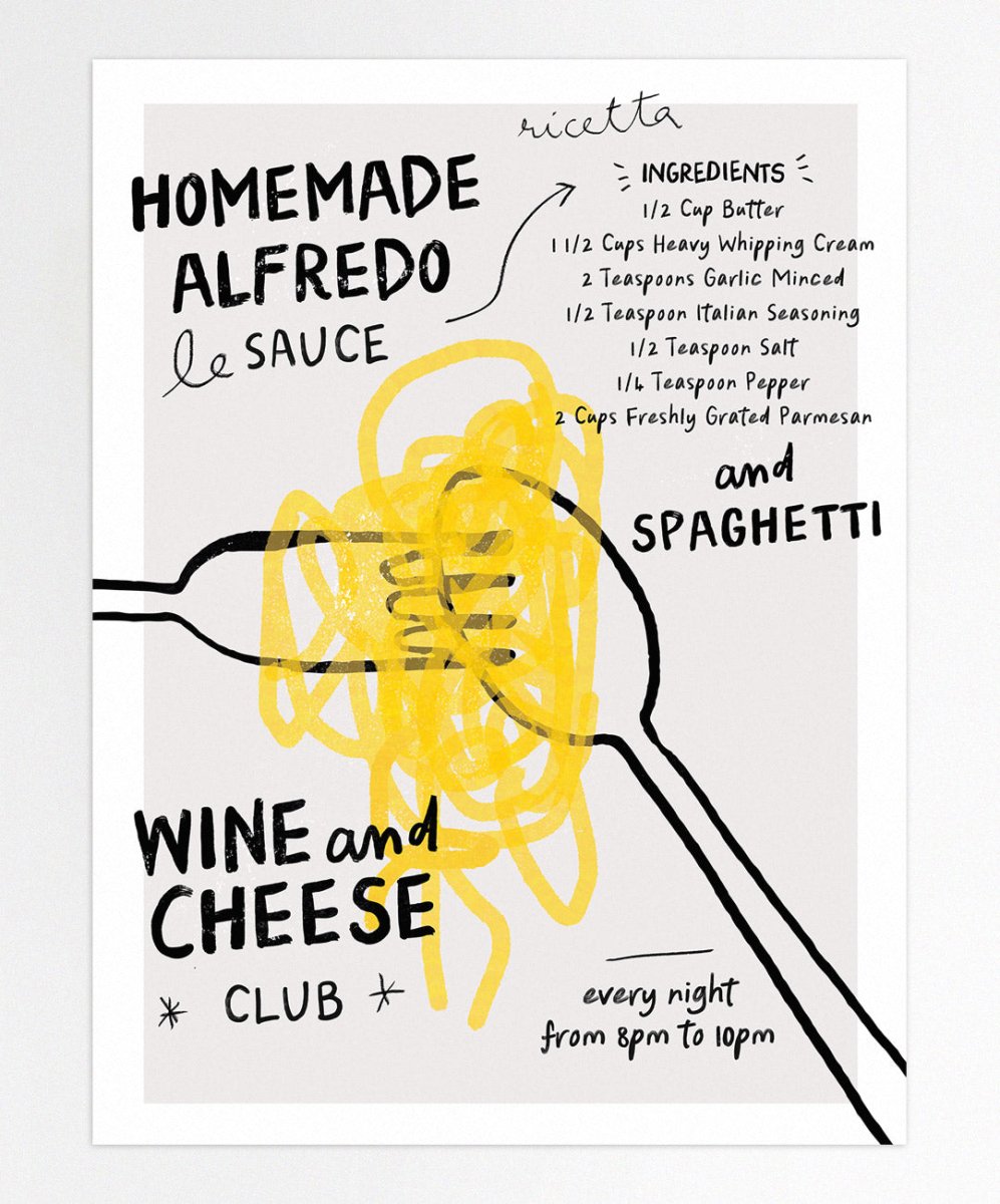 Alfredo Sauce and Spaghetti - Posters Catita illustrations