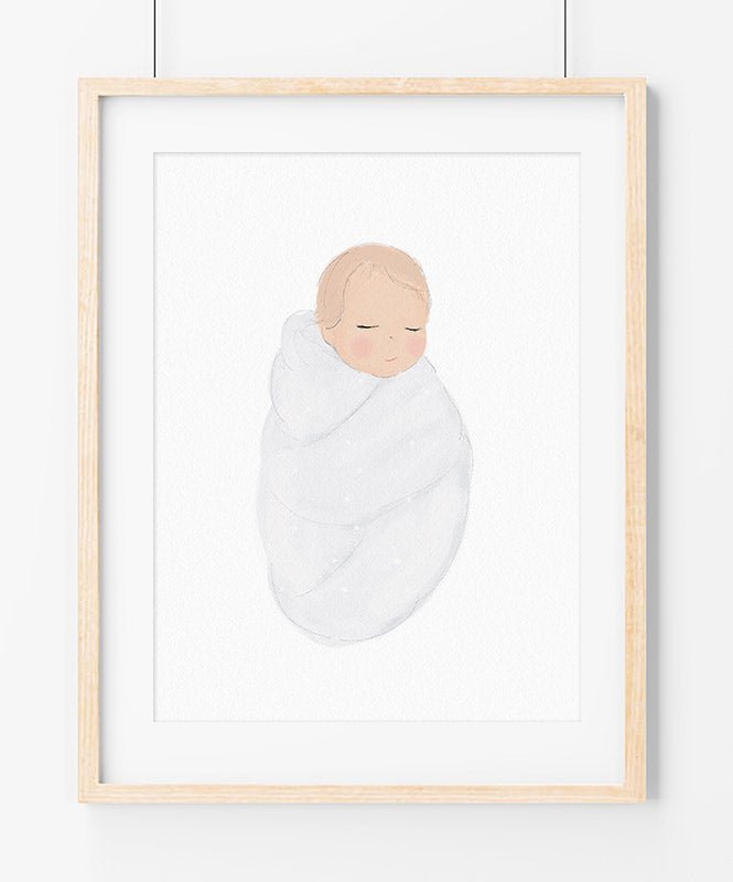 Bebé embrulhado com a cabeça descoberta - Posters Catita illustrations