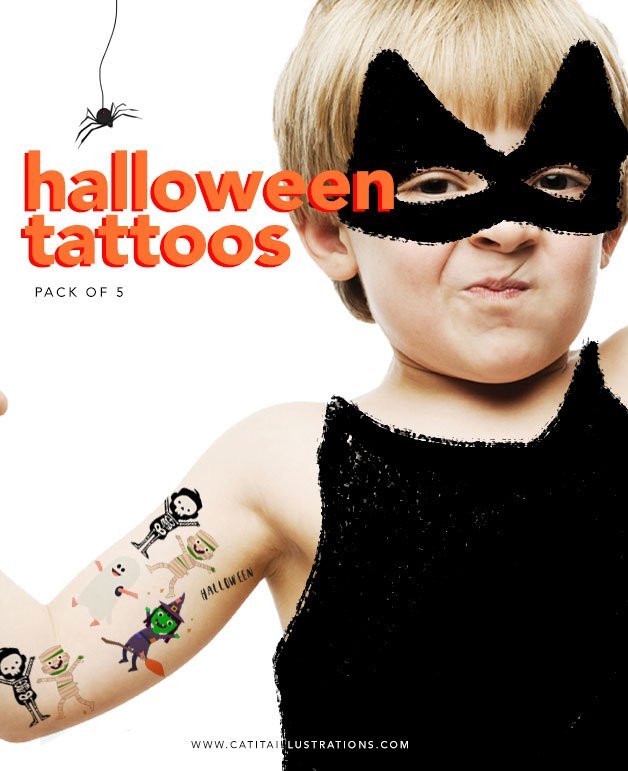 Pack Tatuagens Halloween - Tatuagens Temporárias Catita illustrations